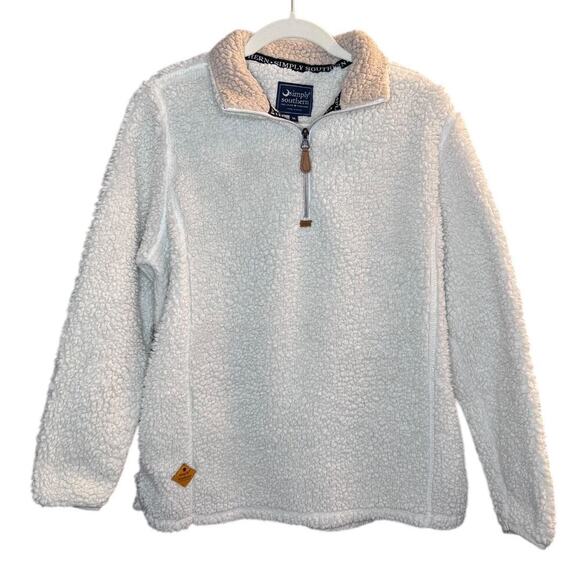 Simply Southern Jackets & Blazers - Simply Southern Women's Cream Sherpa Pullover - Size Medium